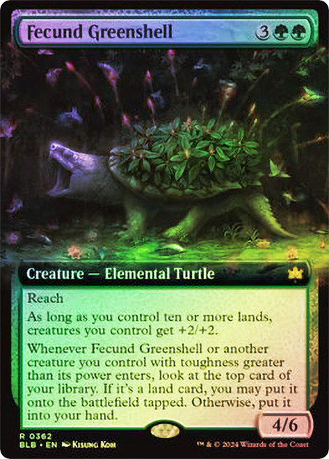 Fecund Greenshell (Extended Art)\nBloomburrow - Variants\nSingle\nMagic The Gathering