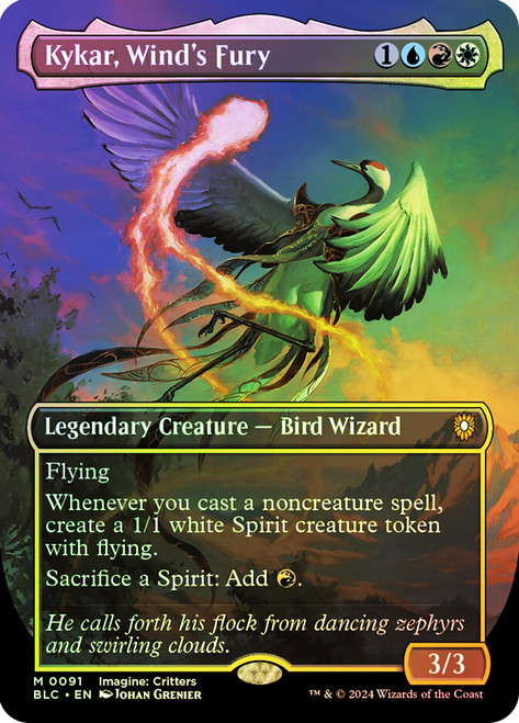 Kykar, Wind's Fury (Borderless)\nBloomburrow Commander - Variants\nSingle\nMagic The Gathering