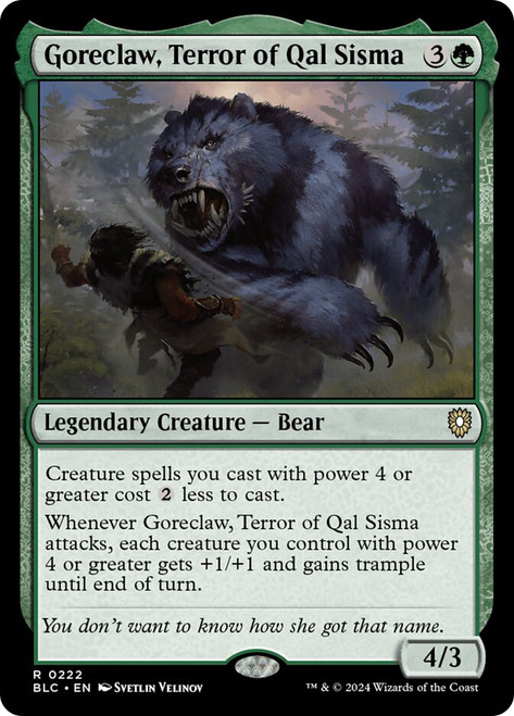 Goreclaw, Terror of Qal Sisma\nBloomburrow Commander\nSingle\nMagic The Gathering