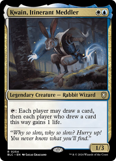 Kwain, Itinerant Meddler\nBloomburrow Commander\nSingle\nMagic The Gathering