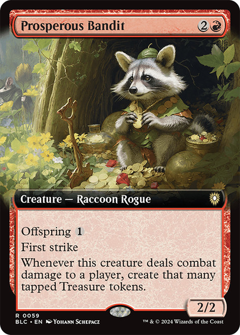 Prosperous Bandit (Extended Art)\nBloomburrow Commander - Variants\nSingle\nMagic The Gathering