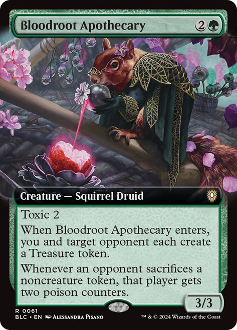 Bloodroot Apothecary (Extended Art)\nBloomburrow Commander - Variants\nSingle\nMagic The Gathering