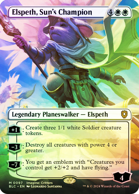 Elspeth, Sun's Champion (Borderless)\nBloomburrow Commander - Variants\nSingle\nMagic The Gathering