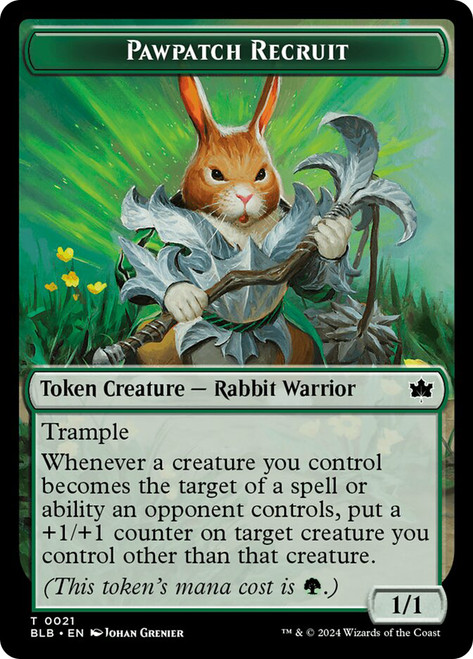 {Pawpatch Recruit Token}\nBloomburrow\nSingle\nMagic The Gathering