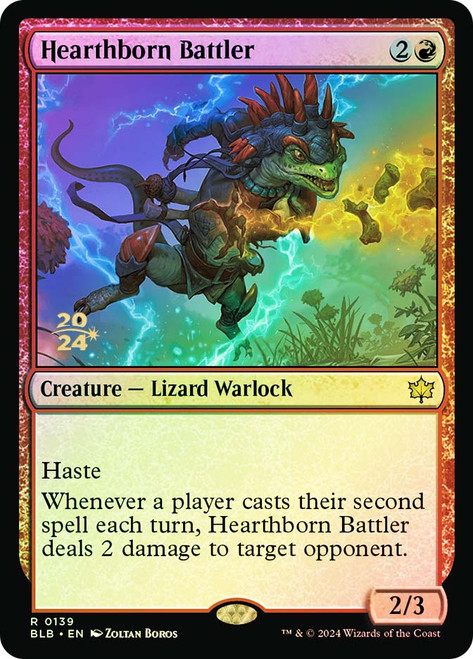 Hearthborn Battler (Prerelease) (Bloomburrow)\nPromo: Date Stamped\nSingle\nMagic The Gathering