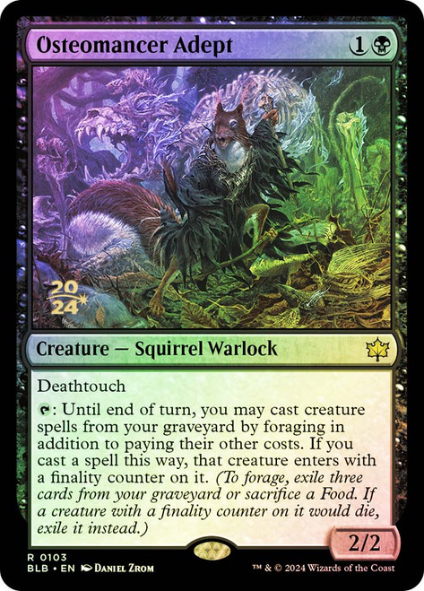 Osteomancer Adept (Prerelease) (Bloomburrow)\nPromo: Date Stamped\nSingle\nMagic The Gathering