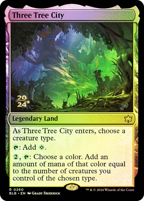Three Tree City (Prerelease) (Bloomburrow)\nPromo: Date Stamped\nSingle\nMagic The Gathering