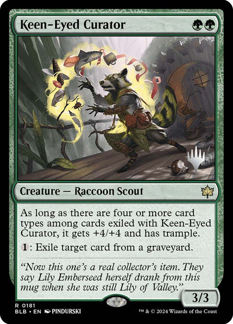 Keen-Eyed Curator (Promo Pack) (Bloomburrow)\nPromo: Planeswalker Stamped\nSingle\nMagic The Gathering