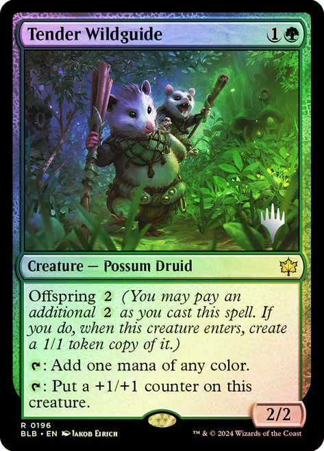 Tender Wildguide (Promo Pack) (Bloomburrow)\nPromo: Planeswalker Stamped\nSingle\nMagic The Gathering
