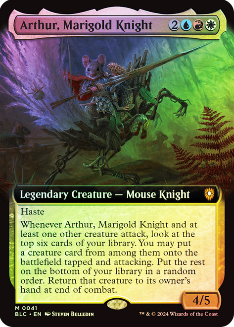 Arthur, Marigold Knight (Extended Art)\nBloomburrow Commander - Variants\nSingle\nMagic The Gathering