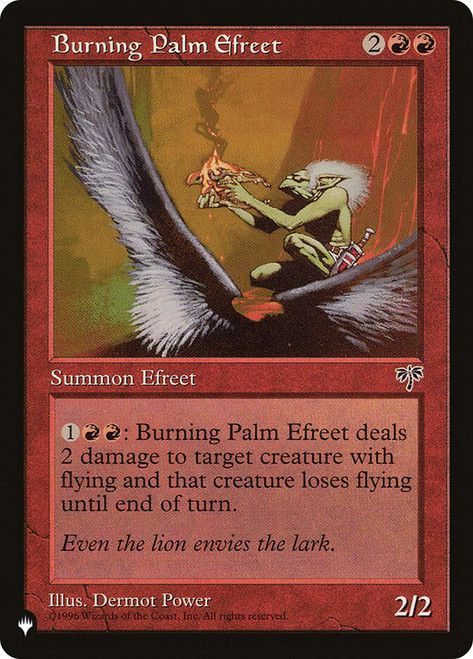 Burning Palm Efreet\nPlaneswalker Symbol Reprints\nSingle\nMagic The Gathering