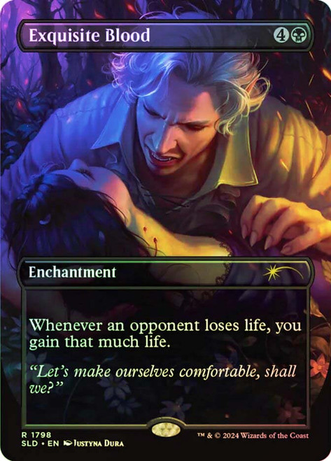 Exquisite Blood (Dungeons &amp; Dragons) (Secret Lair) (#1798) (Borderless)\nPromo: General\nSingle\nMagic The Gathering