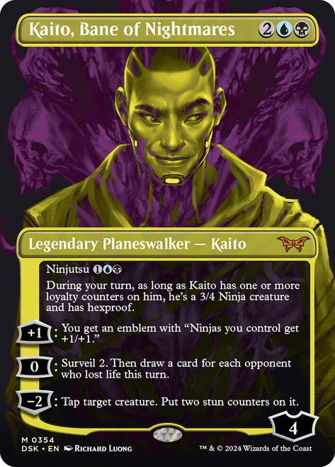 Kaito, Bane of Nightmares (#354) (Borderless)\nDuskmourn: House of Horror - Variants\nSingle\nMagic The Gathering