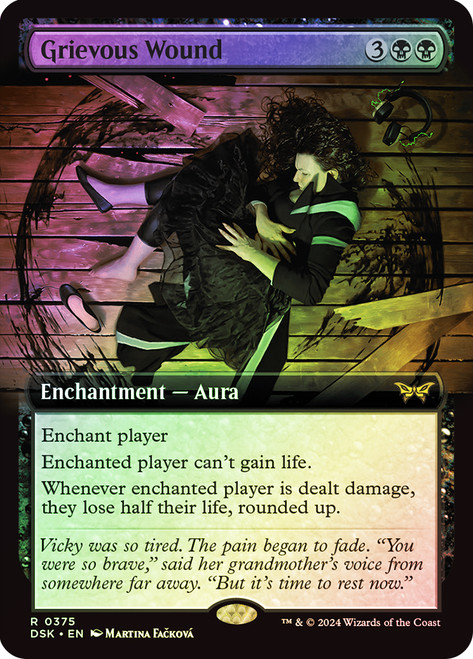Grievous Wound (Extended Art)\nDuskmourn: House of Horror - Variants\nSingle\nMagic The Gathering