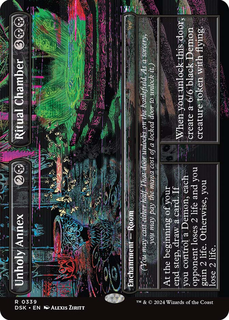 Unholy Annex // Ritual Chamber (Borderless)\nDuskmourn: House of Horror - Variants\nSingle\nMagic The Gathering
