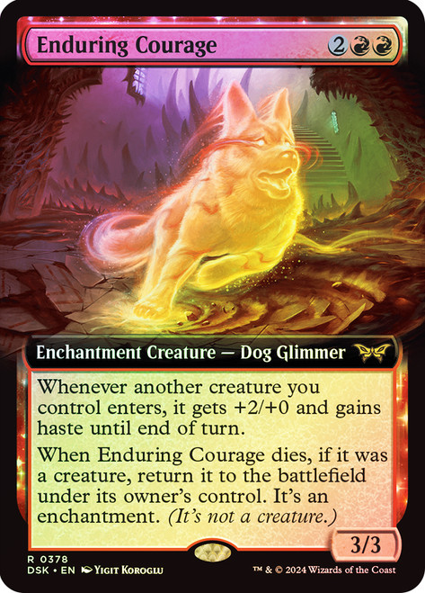 Enduring Courage (Extended Art)\nDuskmourn: House of Horror - Variants\nSingle\nMagic The Gathering