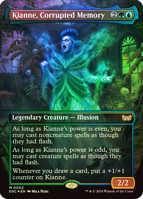 Kianne, Corrupted Memory (Borderless)\nDuskmourn: House of Horror Commander - Variants\nSingle\nMagic The Gathering