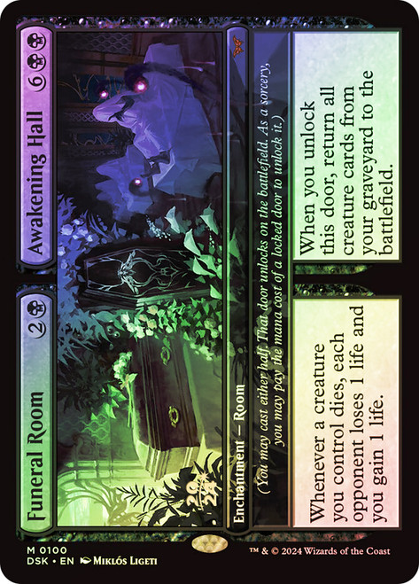 Funeral Room // Awakening Hall (Prerelease) (Duskmourn: House of Horror)\nPromo: Date Stamped\nSingle\nMagic The Gathering
