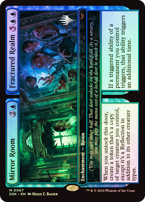 Mirror Room // Fractured Realm (Promo Pack) (Duskmourn: House of Horror)\nPromo: Planeswalker Stamped\nSingle\nMagic The Gathering