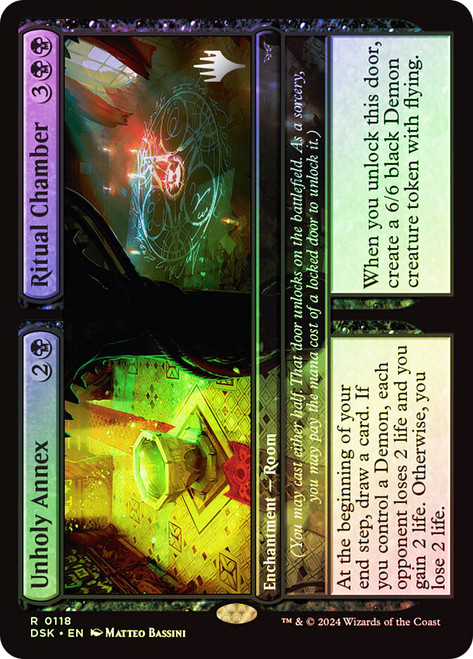 Unholy Annex // Ritual Chamber (Promo Pack) (Duskmourn: House of Horror)\nPromo: Planeswalker Stamped\nSingle\nMagic The Gathering