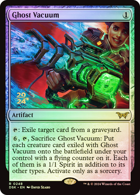 Ghost Vacuum (Prerelease) (Duskmourn: House of Horror)\nPromo: Date Stamped\nSingle\nMagic The Gathering