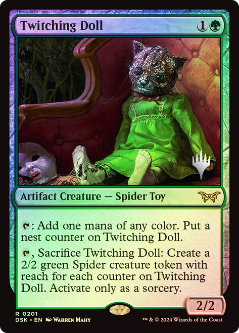 Twitching Doll (Promo Pack) (Duskmourn: House of Horror)\nPromo: Planeswalker Stamped\nSingle\nMagic The Gathering