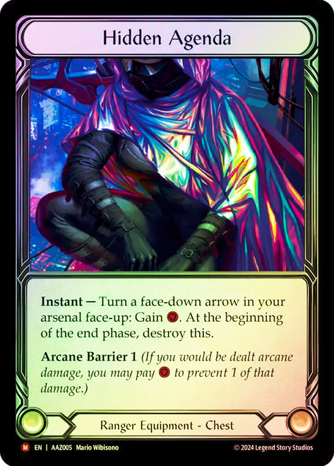 Hidden Agenda (Purple)
Armory Deck: Azalea
Single
Flesh and Blood