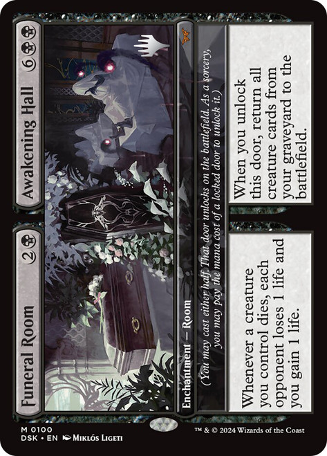 Funeral Room // Awakening Hall (Promo Pack) (Duskmourn: House of Horror)\nPromo: Planeswalker Stamped\nSingle\nMagic The Gathering