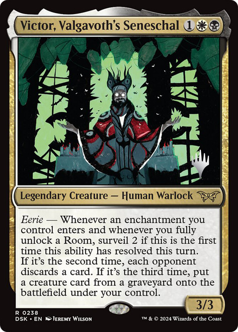 Victor, Valgavoth's Seneschal (Promo Pack) (Duskmourn: House of Horror)\nPromo: Planeswalker Stamped\nSingle\nMagic The Gathering