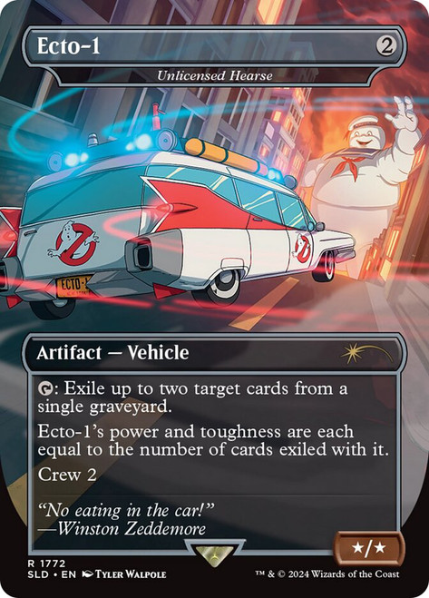 Unlicensed Hearse (Ecto-1) (Ghostbusters) (Secret Lair) (Borderless)\nPromo: General\nSingle\nMagic The Gathering
