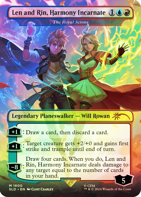 The Royal Scions (Len and Rin, Harmony Incarnate) (Hatsune Miku) (Secret Lair) (Borderless)\nPromo: General\nSingle\nMagic The Gathering