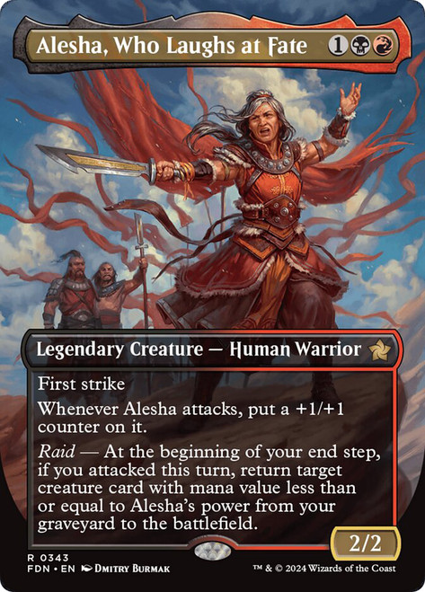 Alesha, Who Laughs at Fate (Borderless)\nFoundations - Variants\nSingle\nMagic The Gathering