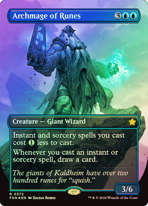 Archmage of Runes (Borderless) (Mana Foil)\nFoundations - Alternate Foil Variants\nSingle\nMagic The Gathering