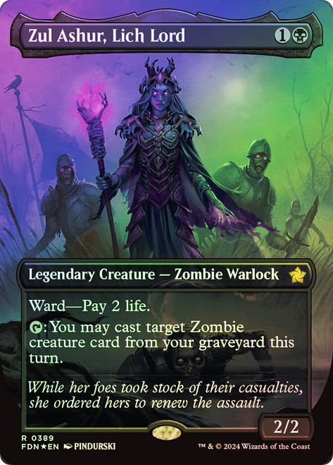 Zul Ashur, Lich Lord (Borderless) (Mana Foil)\nFoundations - Alternate Foil Variants\nSingle\nMagic The Gathering