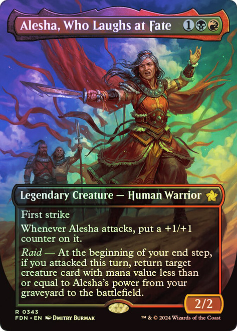 Alesha, Who Laughs at Fate (Borderless)\nFoundations - Variants\nSingle\nMagic The Gathering