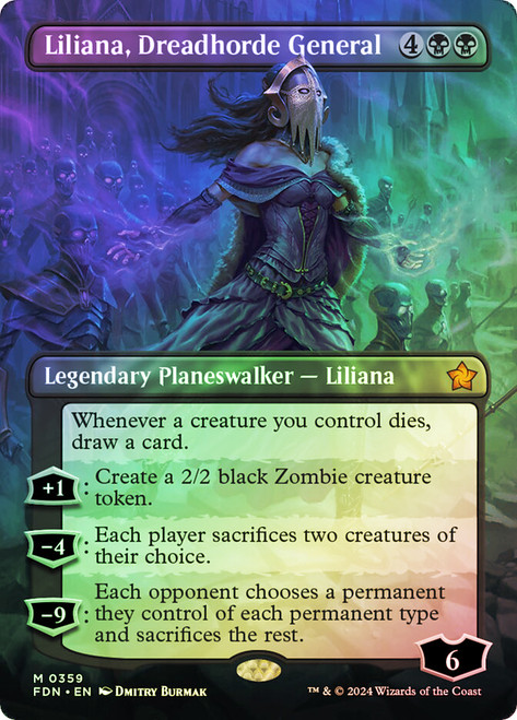 Liliana, Dreadhorde General (Borderless)\nFoundations - Variants\nSingle\nMagic The Gathering