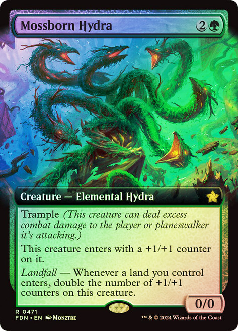 Mossborn Hydra (Extended Art)\nFoundations - Variants\nSingle\nMagic The Gathering