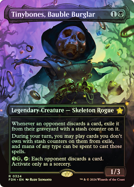 Tinybones, Bauble Burglar (Borderless)\nFoundations - Variants\nSingle\nMagic The Gathering