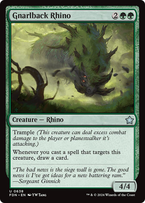 Gnarlback Rhino\nFoundations\nSingle\nMagic The Gathering
