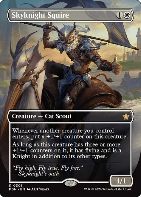 Skyknight Squire (Borderless)\nFoundations - Variants\nSingle\nMagic The Gathering