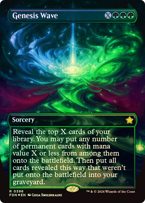 Genesis Wave (Borderless) (Mana Foil)\nFoundations - Alternate Foil Variants\nSingle\nMagic The Gathering