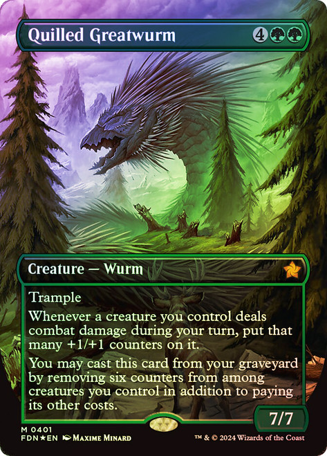 Quilled Greatwurm (Borderless) (Mana Foil)\nFoundations - Alternate Foil Variants\nSingle\nMagic The Gathering
