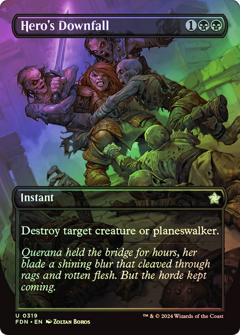 Hero's Downfall (Borderless)\nFoundations - Variants\nSingle\nMagic The Gathering