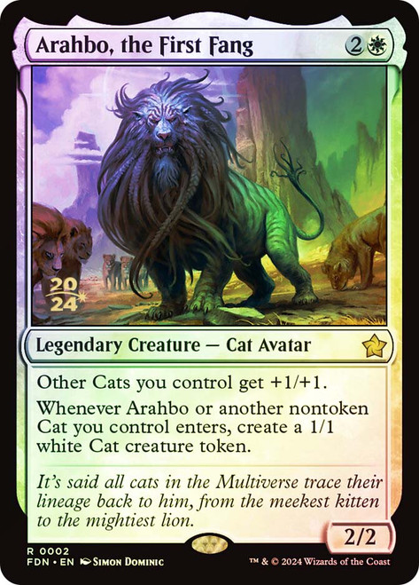 Arahbo, the First Fang (Prerelease) (Foundations)\nPromo: Date Stamped\nSingle\nMagic The Gathering