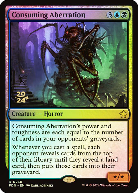 Consuming Aberration (Prerelease) (Foundations)\nPromo: Date Stamped\nSingle\nMagic The Gathering