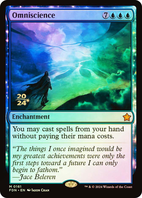 Omniscience (Prerelease) (Foundations)\nPromo: Date Stamped\nSingle\nMagic The Gathering