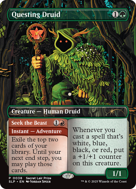 Questing Druid // Seek the Beast (Secret Lair Prize) (Extended Art)\nPromo: General\nSingle\nMagic The Gathering