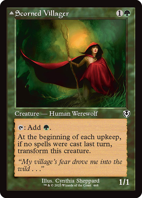 Scorned Villager // Moonscarred Werewolf (Retro Frame)\nInnistrad Remastered - Retro Frame\nSingle\nMagic The Gathering