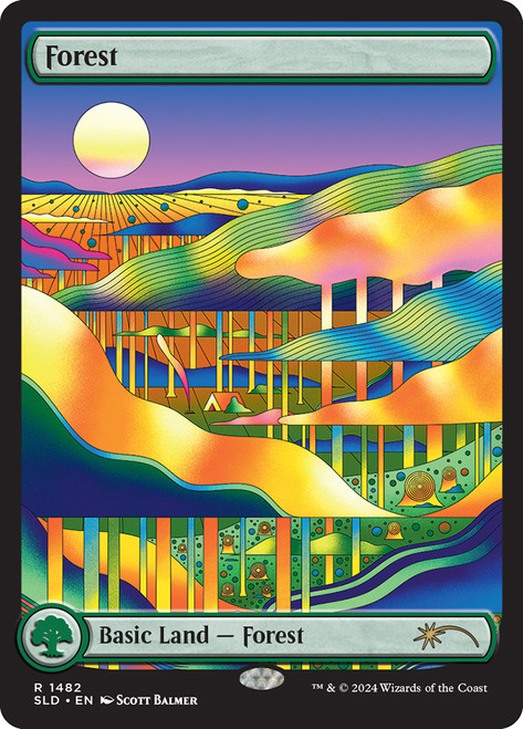 Forest (Secret Lair) (#1482) (Borderless)\nPromo: General\nSingle\nMagic The Gathering