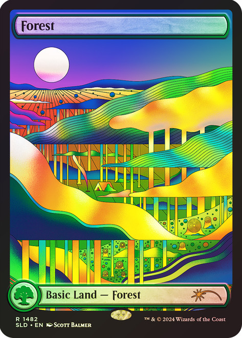 Forest (Secret Lair) (#1482) (Borderless)\nPromo: General\nSingle\nMagic The Gathering